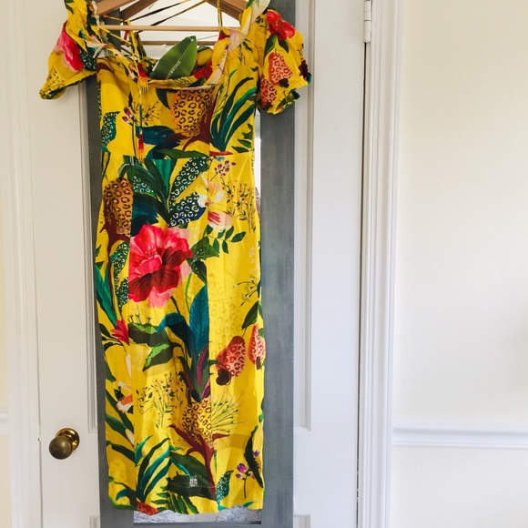 Farm Rio Golden Jungle Linen Midi Dress - Picture 13 of 16